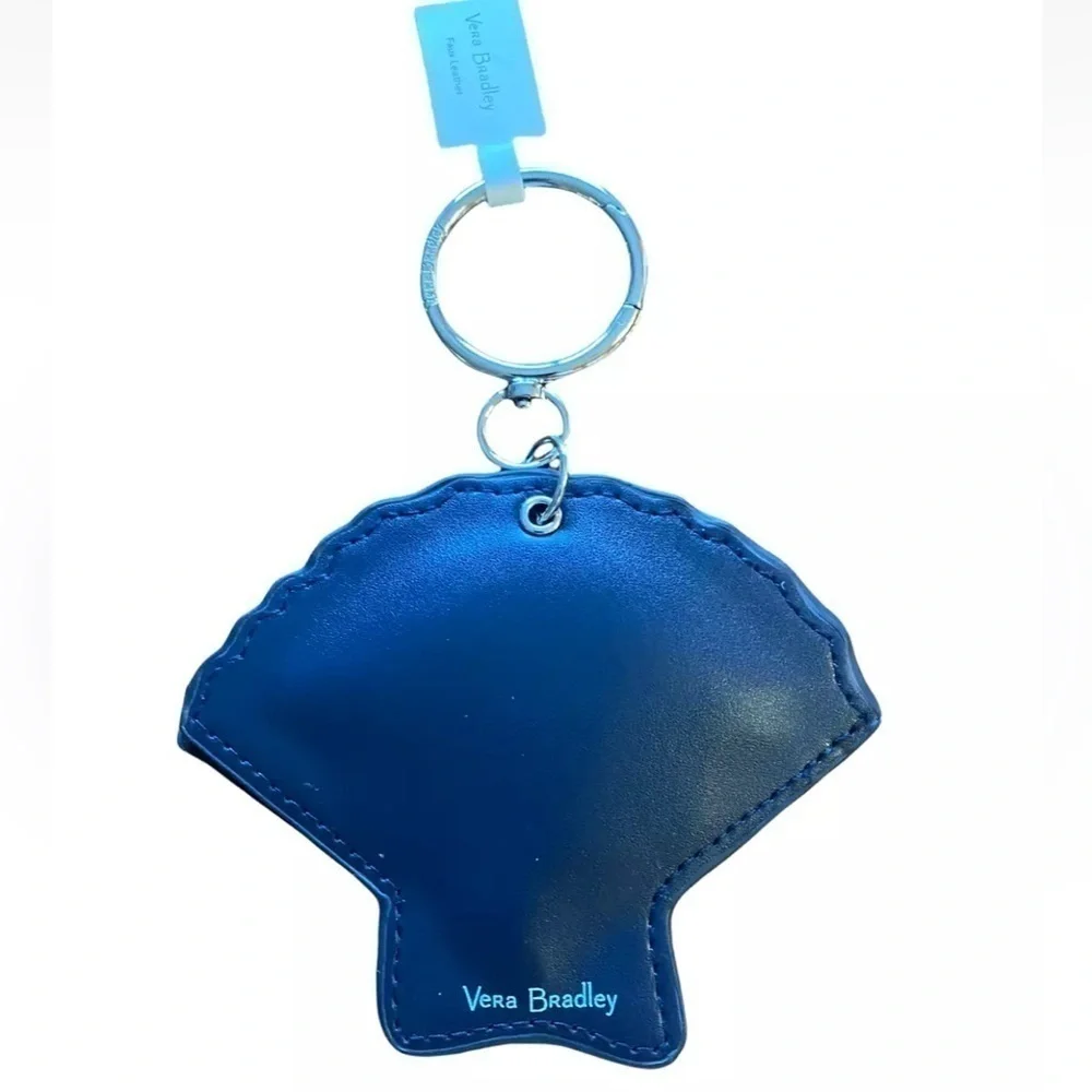 Vera Bradley Seashell Bag charm- key ring- mirror- blue turquoise